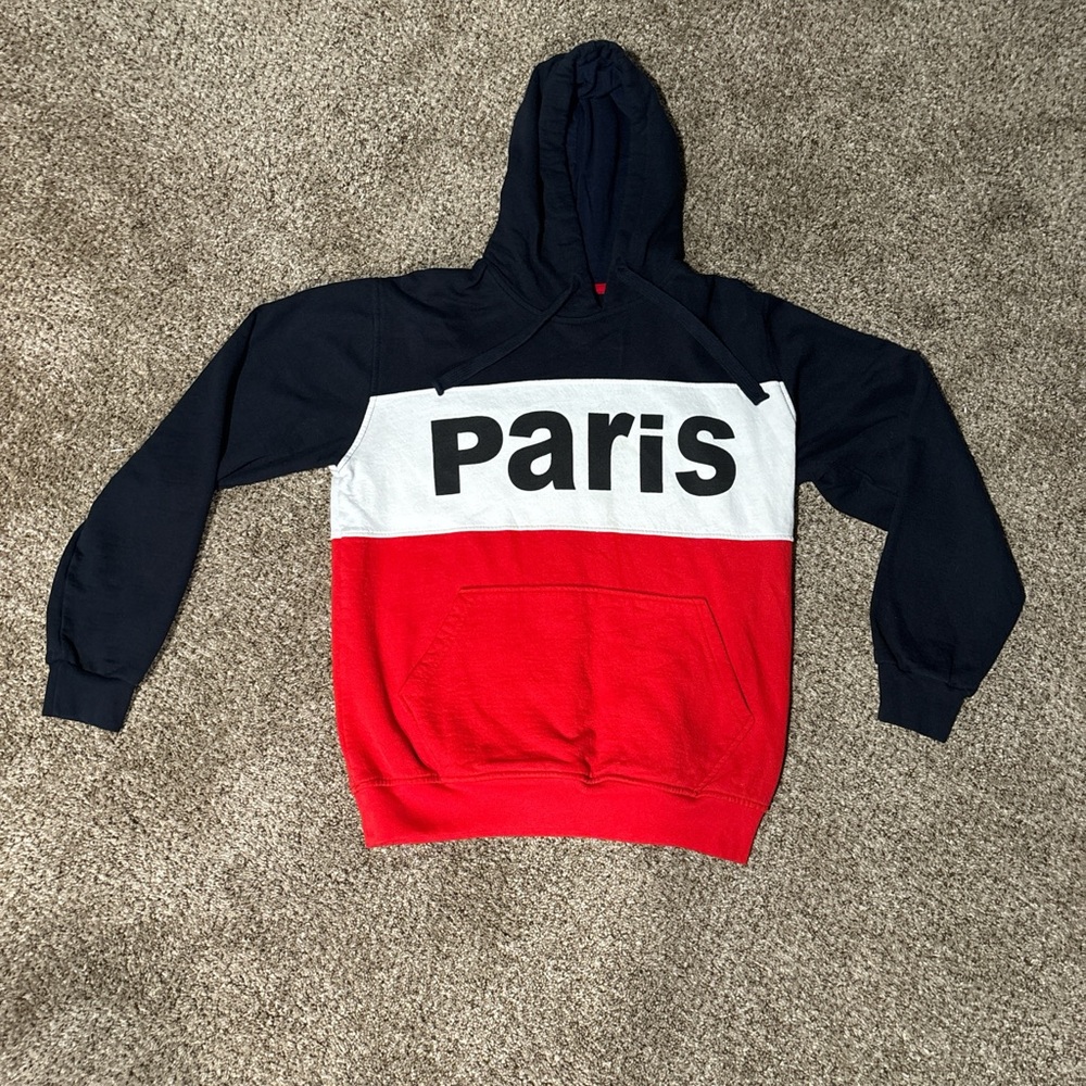 Paris Red and Navy Blue Hoodie